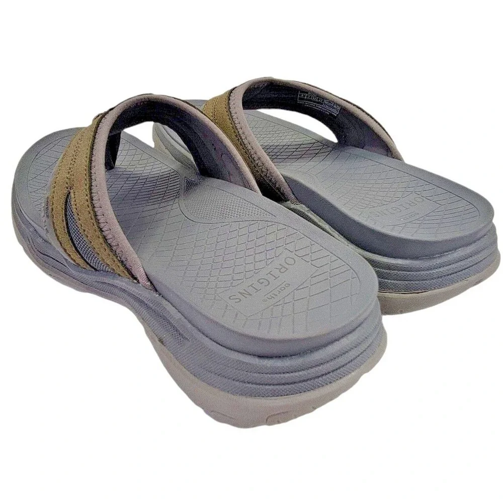 Earth Origins Boyd Men's Gray Brown Sport Comfort Sandals Flip Flop Thong Sz 8 M